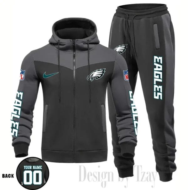 Philadelphia Eagles Customized Drawstring Hooded Tracksuit AMCCLG000906 - Image 3
