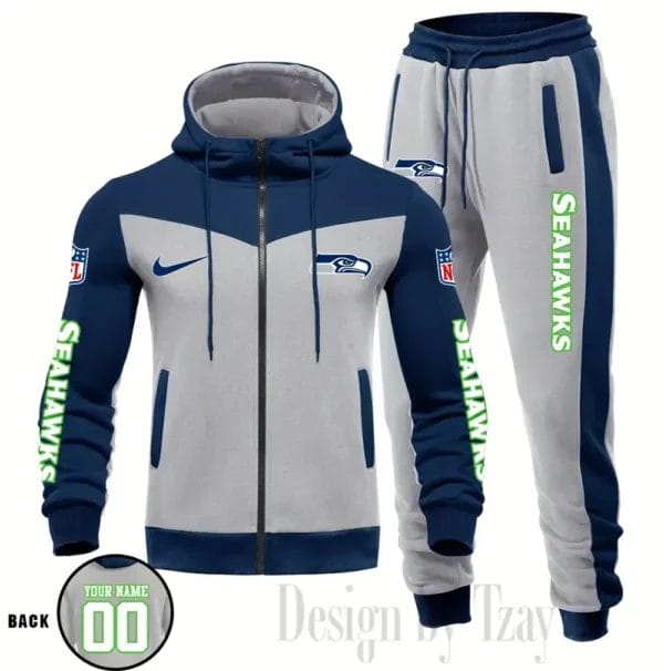 Seattle Seahawks Customized Drawstring Hooded Tracksuit AMCCLG000915 - Image 5