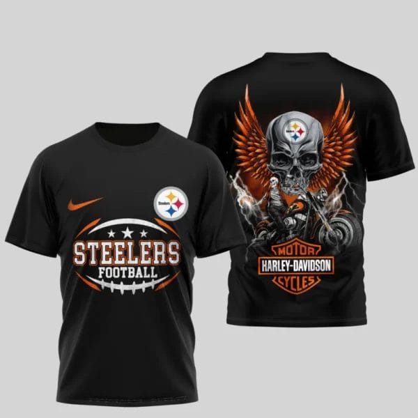 Pittsburgh Steelers Premium NFL x Harley Davidson 3D T-shirt AMCCLG000807 - Image 2