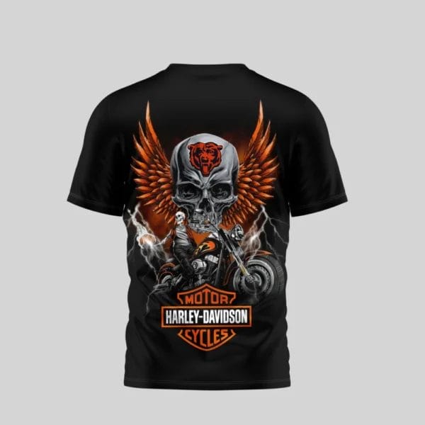 Chicago Bears Premium NFL x Harley Davidson 3D T-shirt AMCCLG000823 - Image 4