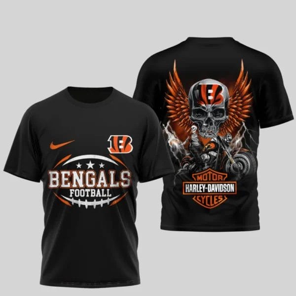 Cincinnati Bengals Premium NFL x Harley Davidson 3D T-shirt AMCCLG000822 - Image 2