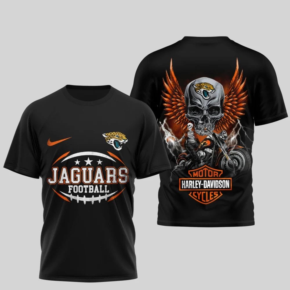 Jacksonville Jaguars Premium NFL x Harley Davidson 3D T-shirt AMCCLG000817 - Image 2