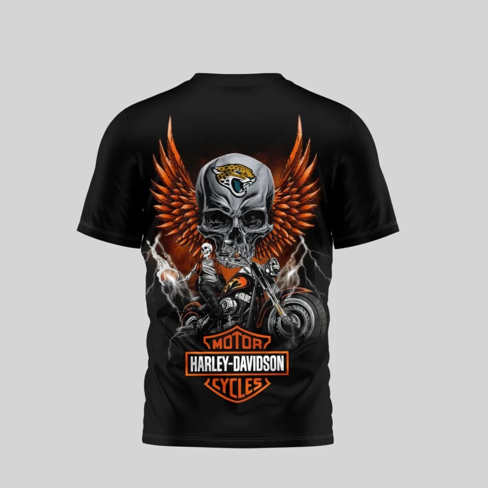 Jacksonville Jaguars Premium NFL x Harley Davidson 3D T-shirt AMCCLG000817 - Image 4