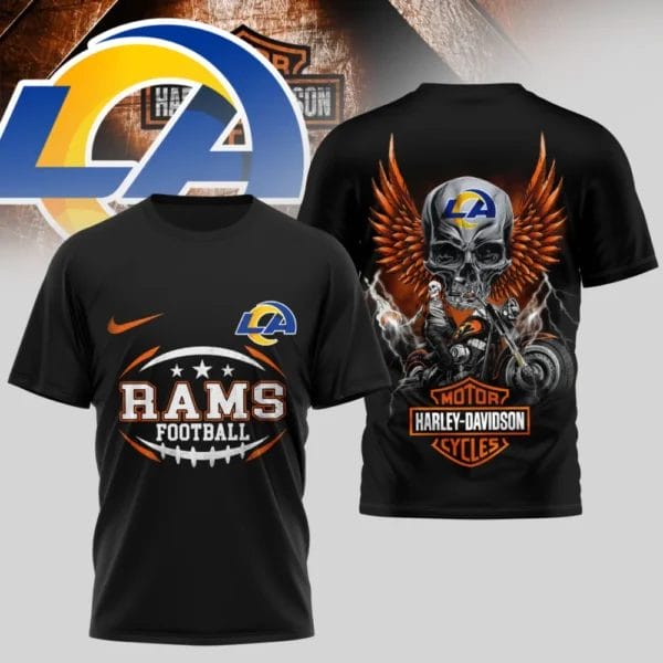 Los Angeles Rams Premium NFL x Harley Davidson 3D T-shirt AMCCLG000810