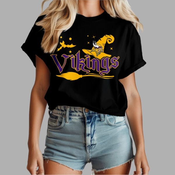 Minnesota Vikings | Premium NFL Halloween Witch Women Shirt AMCCLG000505 - Image 3