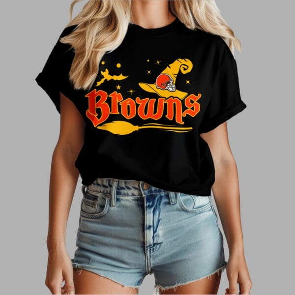 Cleveland Browns | Premium NFL Halloween Witch Women Shirt AMCCLG000485 - Image 3