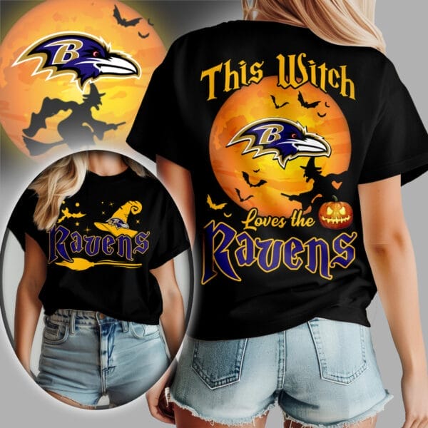 Baltimore Ravens | Premium NFL Halloween Witch Women Shirt AMCCLG000476