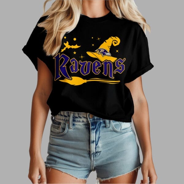 Baltimore Ravens | Premium NFL Halloween Witch Women Shirt AMCCLG000476 - Image 3