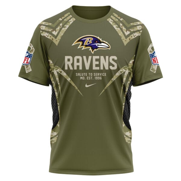 Baltimore Ravens | Premium NFL Salute to Service Camo 3D Shirt AMCCLG001045 - Image 2