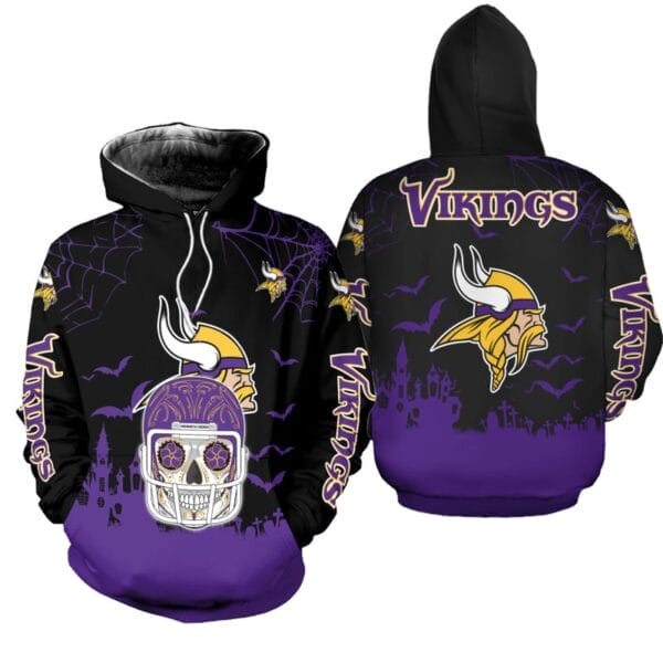 Minnesota Vikings x Halloween Helmet Skull Hoodie AMCCLG000649