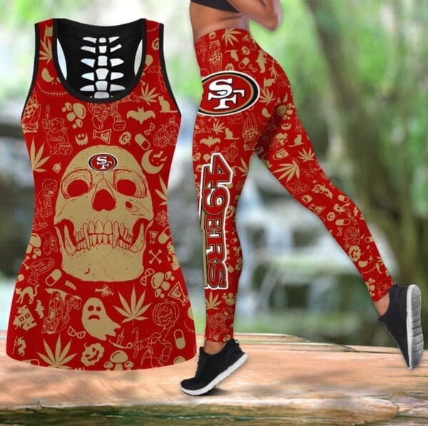 San Francisco 49ers x Halloween Combo Hollow Out Tank Top and Leggings AMCCLG000775