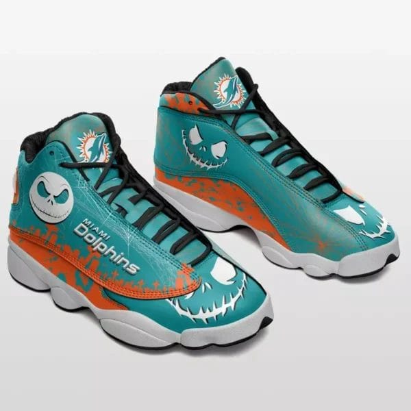 Miami Dolphins Jack Skellington Halloween Limited Edition AJD13 Sneakers AMCSHOES000036