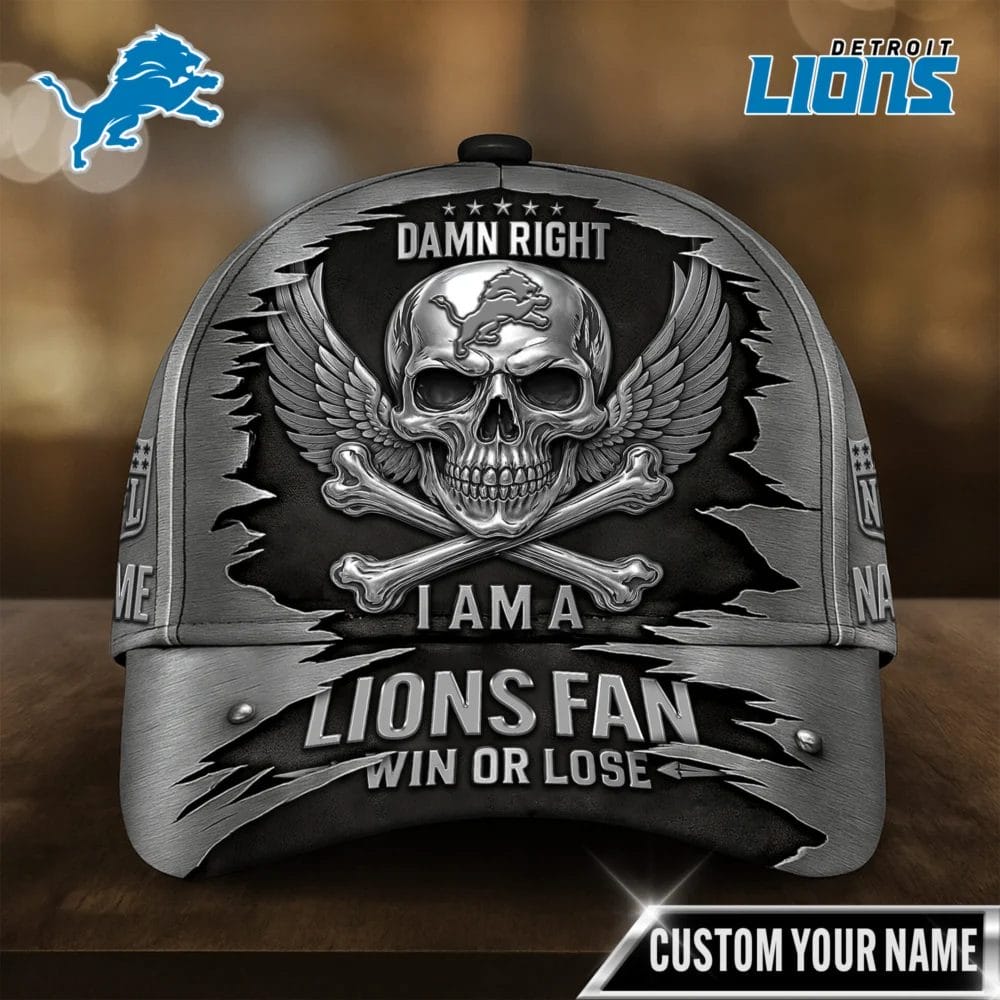 Detroit Lions | Premium NFL Skull Wings Fan Pride Cap AMCACS000462