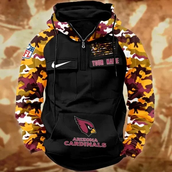 Arizona Cardinals Hot Camouflage Multi Pockets Zip Hoodie AMCCLG001114 - Image 2