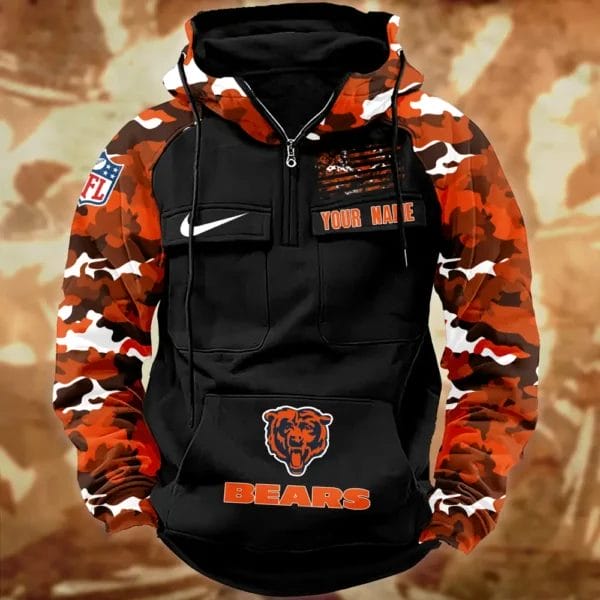 Chicago Bears Hot Camouflage Multi Pockets Zip Hoodie AMCCLG001119 - Image 2