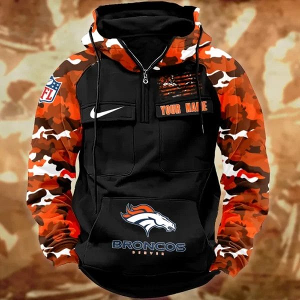 Denver Broncos Hot Camouflage Multi Pockets Zip Hoodie AMCCLG001123 - Image 2