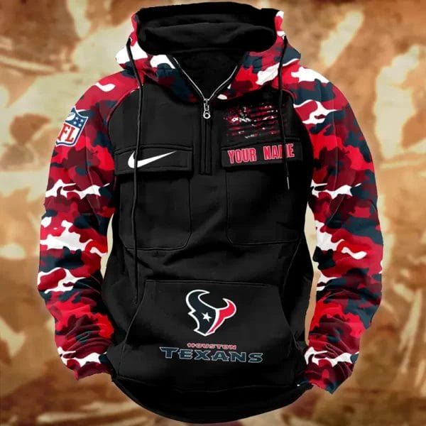 Houston Texans Hot Camouflage Multi Pockets Zip Hoodie AMCCLG001126 - Image 2