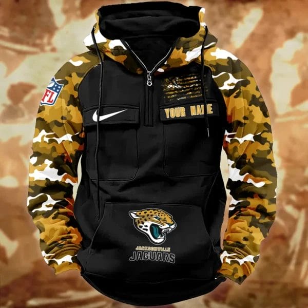 Jacksonville Jaguars Hot Camouflage Multi Pockets Zip Hoodie AMCCLG001128 - Image 2