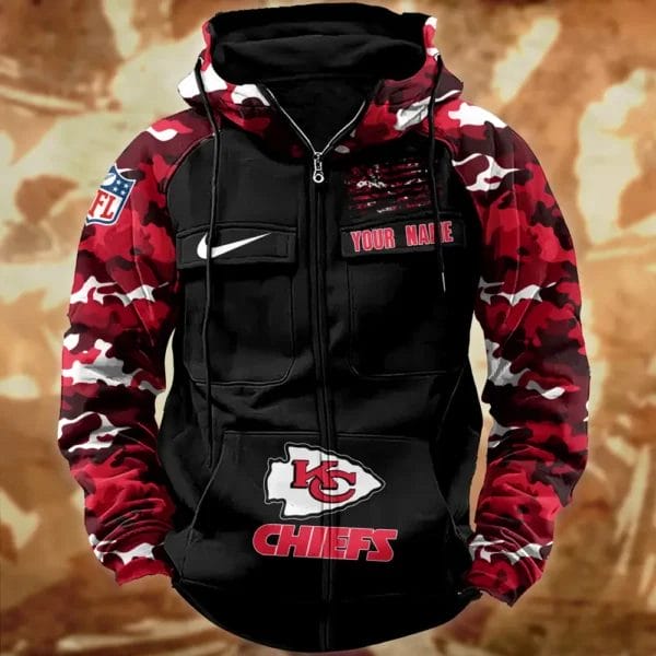 Kansas City Chiefs Hot Camouflage Multi Pockets Zip Hoodie AMCCLG001129 - Image 2