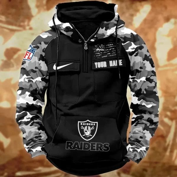 Las Vegas Raiders Hot Camouflage Multi Pockets Zip Hoodie AMCCLG001130 - Image 2