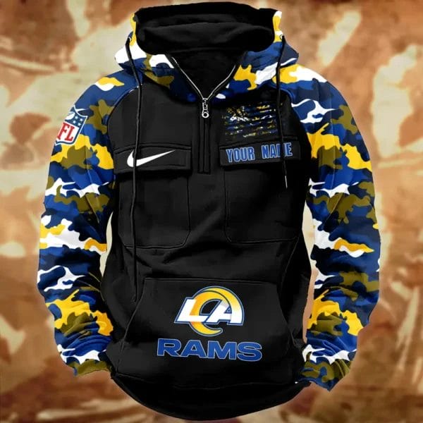 Los Angeles Rams Hot Camouflage Multi Pockets Zip Hoodie AMCCLG001132 - Image 2
