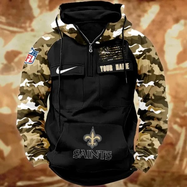 New Orleans Saints Hot Camouflage Multi Pockets Zip Hoodie AMCCLG001136 - Image 2