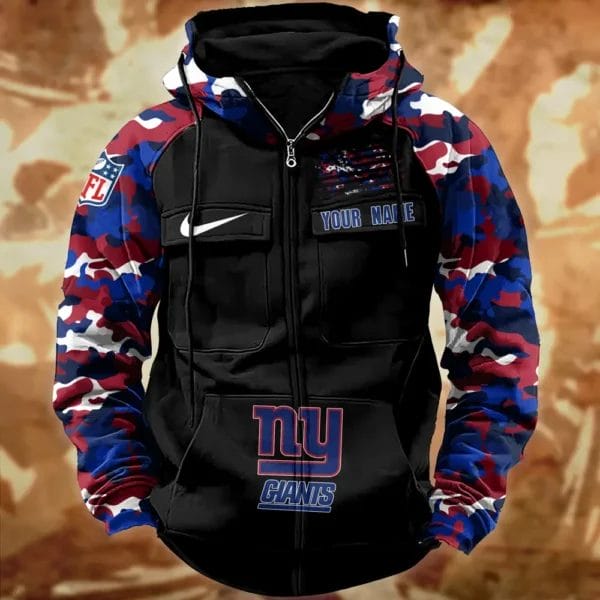 New York Giants Hot Camouflage Multi Pockets Zip Hoodie AMCCLG001137 - Image 2
