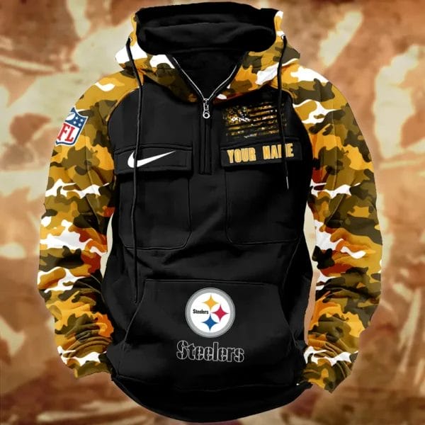 Pittsburgh Steelers Hot Camouflage Multi Pockets Zip Hoodie AMCCLG001140 - Image 2