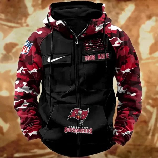 Tampa Bay Buccaneers Hot Camouflage Multi Pockets Zip Hoodie AMCCLG001143 - Image 2