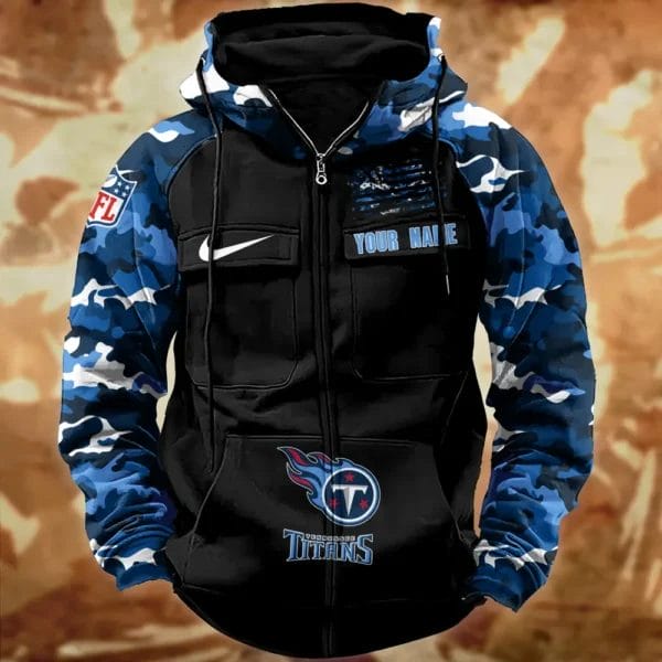Tennessee Titans Hot Camouflage Multi Pockets Zip Hoodie AMCCLG001144