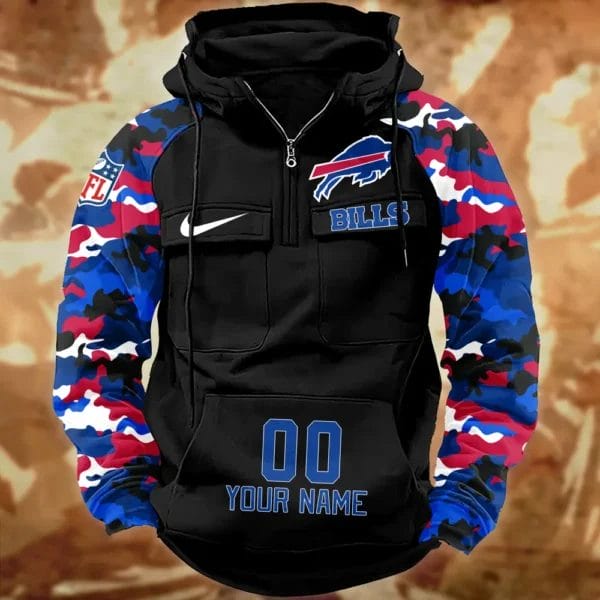 Buffalo Bills Hot Camouflage Multi Pockets Zip Hoodie AMCCLG001149 - Image 2