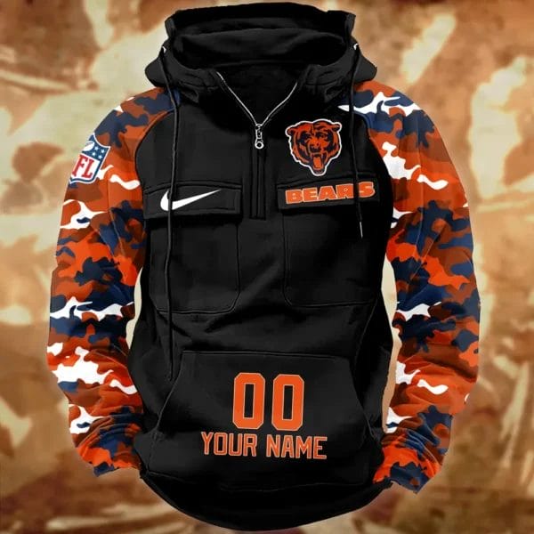 Chicago Bears Hot Camouflage Multi Pockets Zip Hoodie AMCCLG001151 - Image 2