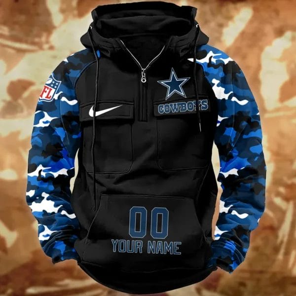 Dallas Cowboys Hot Camouflage Multi Pockets Zip Hoodie AMCCLG001154