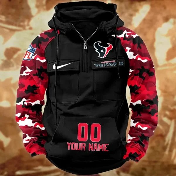 Houston Texans Hot Camouflage Multi Pockets Zip Hoodie AMCCLG001158 - Image 2