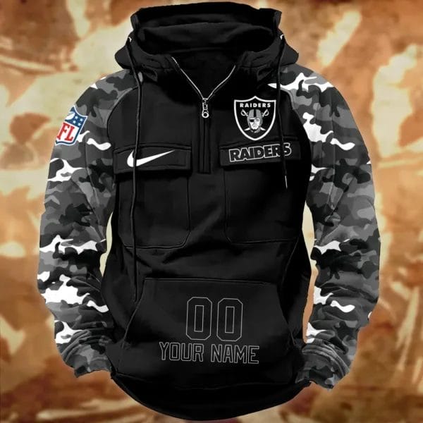 Las Vegas Raiders Hot Camouflage Multi Pockets Zip Hoodie AMCCLG001162