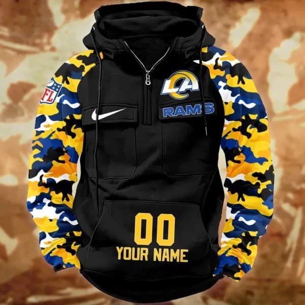 Los Angeles Rams Hot Camouflage Multi Pockets Zip Hoodie AMCCLG001164