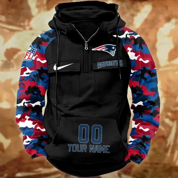 New England Patriots Hot Camouflage Multi Pockets Zip Hoodie AMCCLG001167 - Image 2