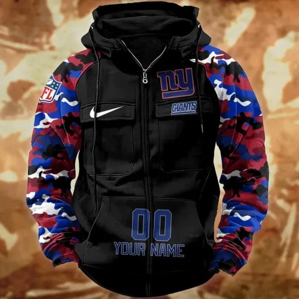New York Giants Hot Camouflage Multi Pockets Zip Hoodie AMCCLG001169 - Image 2