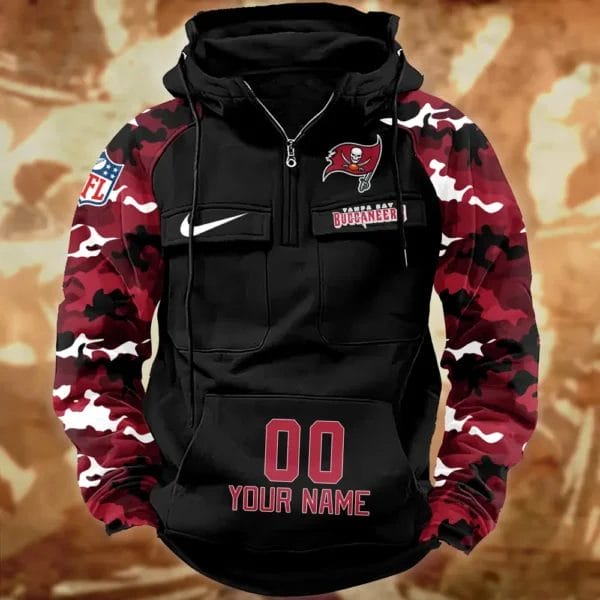Tampa Bay Buccaneers Hot Camouflage Multi Pockets Zip Hoodie AMCCLG001175