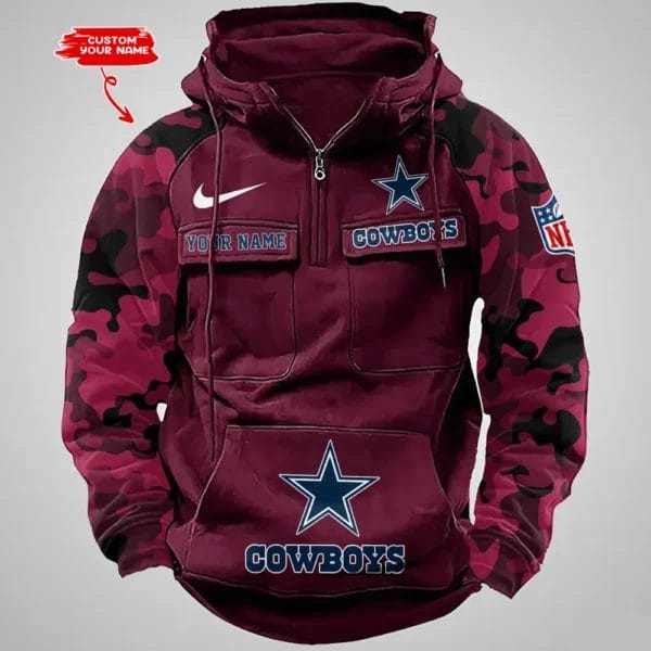 Dallas Cowboys Hot Camouflage Multi Pockets Zip Hoodie AMCCLG001186 - Image 3