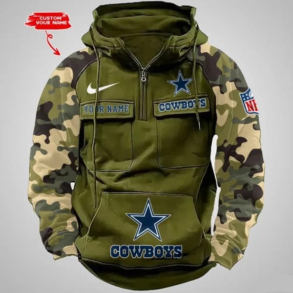 Dallas Cowboys Hot Camouflage Multi Pockets Zip Hoodie AMCCLG001186 - Image 4