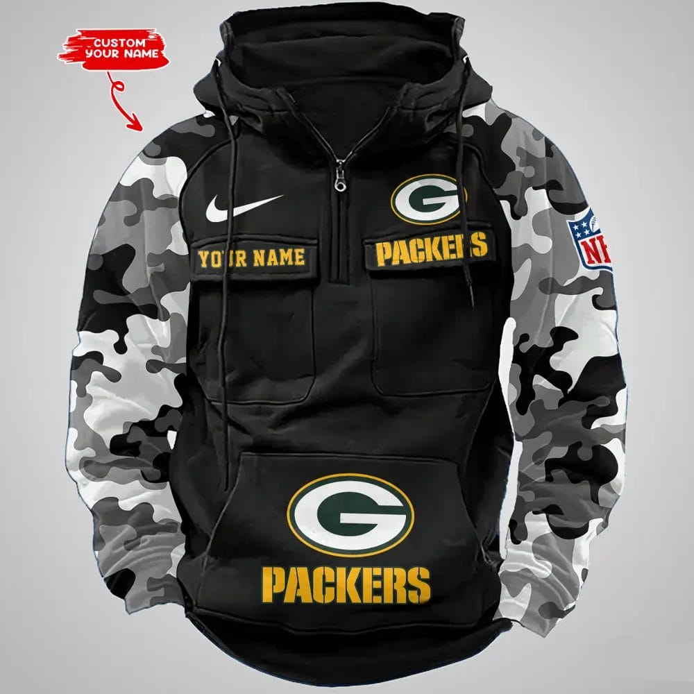 Green Bay Packers Hot Camouflage Multi Pockets Zip Hoodie AMCCLG001189 - Image 3