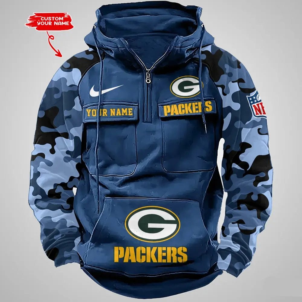 Green Bay Packers Hot Camouflage Multi Pockets Zip Hoodie AMCCLG001189 - Image 4