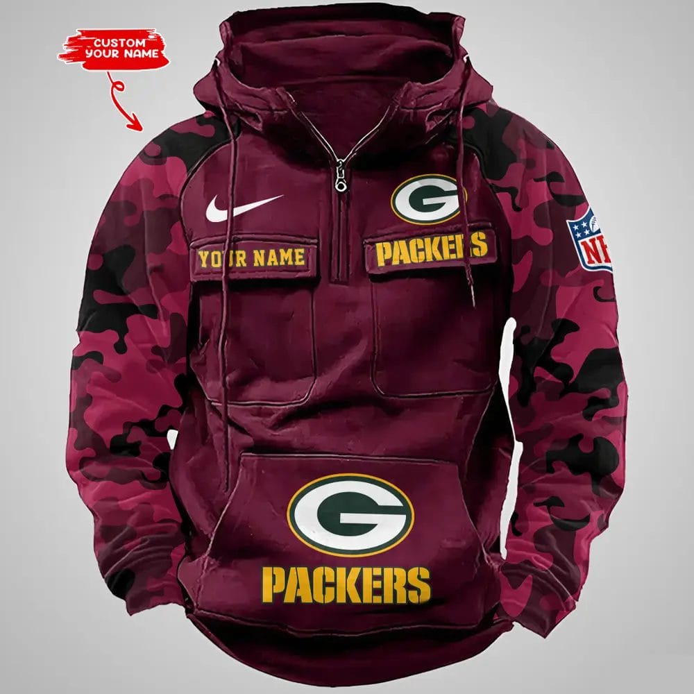 Green Bay Packers Hot Camouflage Multi Pockets Zip Hoodie AMCCLG001189 - Image 5