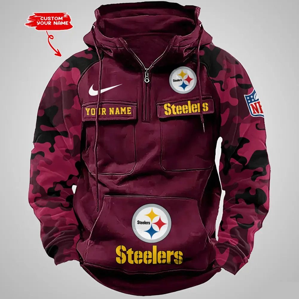 Pittsburgh Steelers Hot Camouflage Multi Pockets Zip Hoodie AMCCLG001204 - Image 3