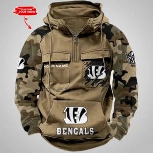 Cincinnati Bengals Hot Camouflage Multi Pockets Zip Hoodie AMCCLG001216