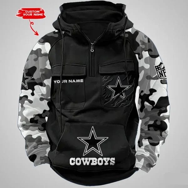 Dallas Cowboys Hot Camouflage Multi Pockets Zip Hoodie AMCCLG001218 - Image 2