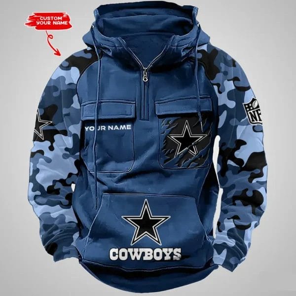 Dallas Cowboys Hot Camouflage Multi Pockets Zip Hoodie AMCCLG001218 - Image 3