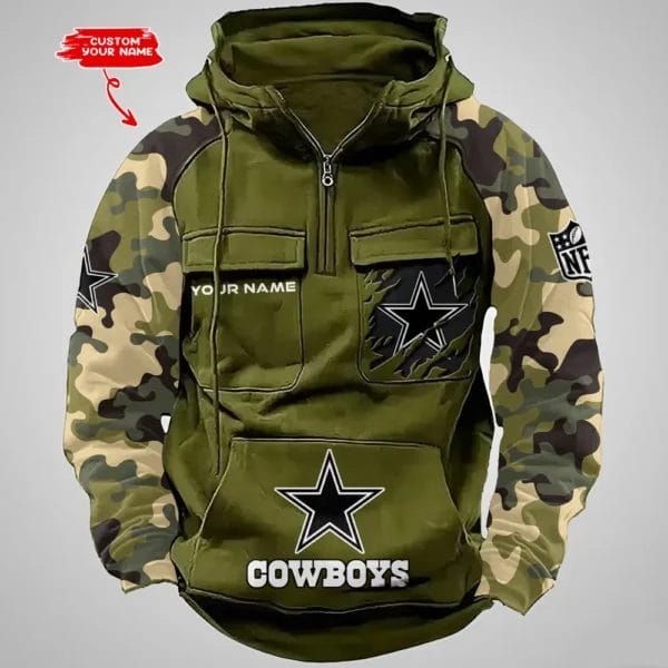 Dallas Cowboys Hot Camouflage Multi Pockets Zip Hoodie AMCCLG001218 - Image 4