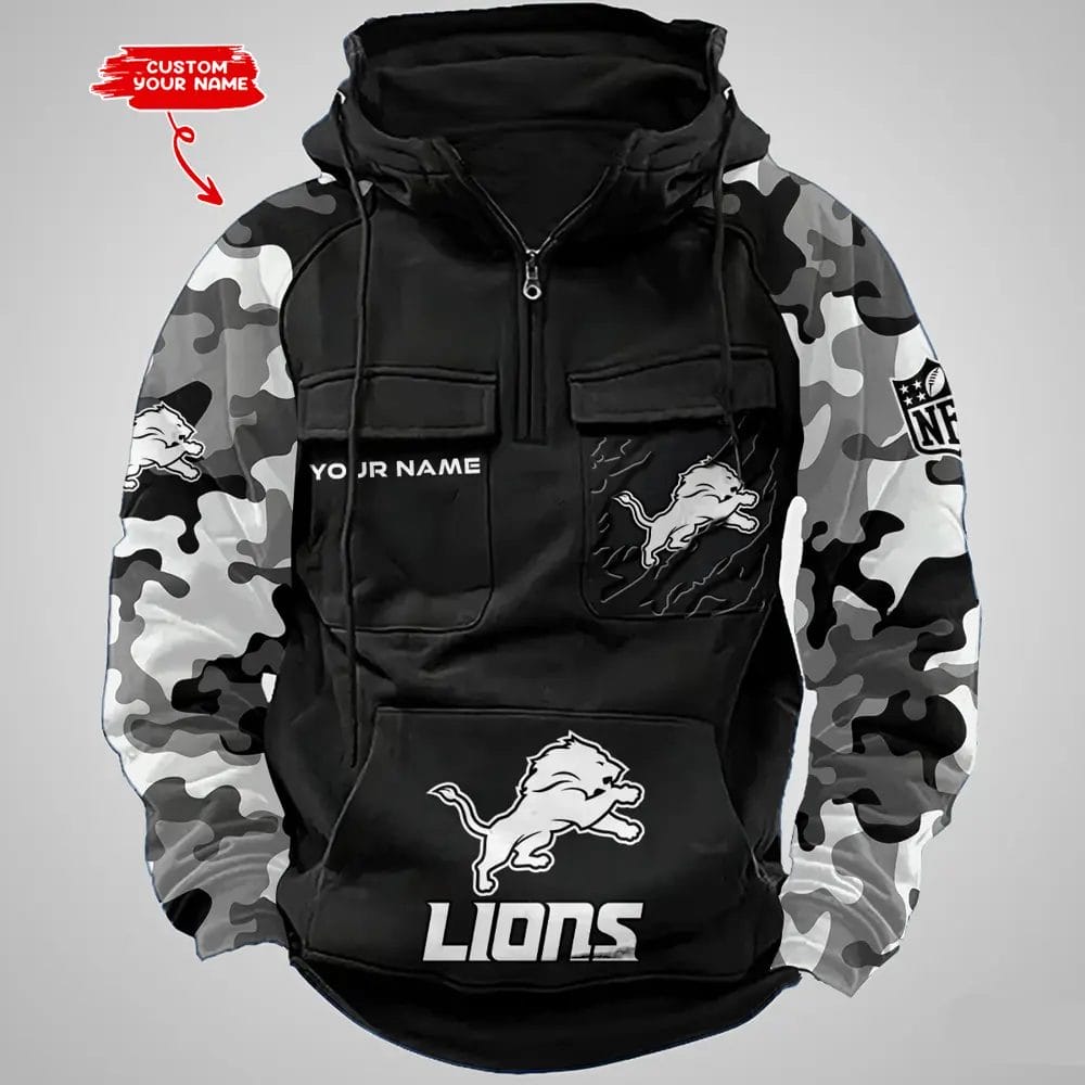 Detroit Lions Hot Camouflage Multi Pockets Zip Hoodie AMCCLG001220